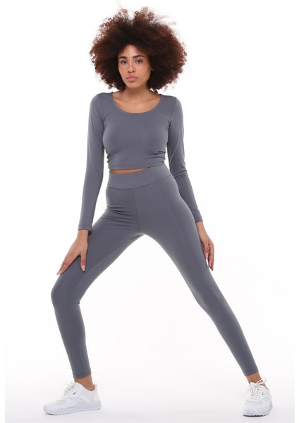 Fancy Kadın Yüksek Bel Toparlayıcı Özel Kumaş Slim Fit Sporcu Tayt