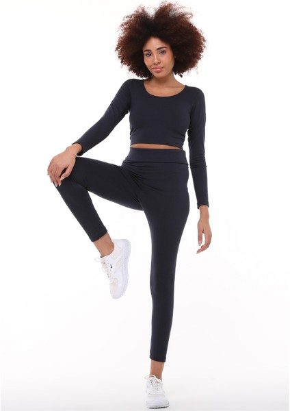 Fancy Kadın Yüksek Bel Toparlayıcı Özel Kumaş Slim Fit Sporcu Tayt