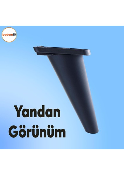 Regnum 6'lı Set Mobilya Tv Ünitesi Çekyat Koltuk Kanepe Destek Ayağı 16 cm Siyah Ayak M8 Civatalı