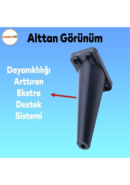 Regnum 6'lı Set Mobilya Tv Ünitesi Çekyat Koltuk Kanepe Destek Ayağı 16 cm Siyah Ayak M8 Civatalı