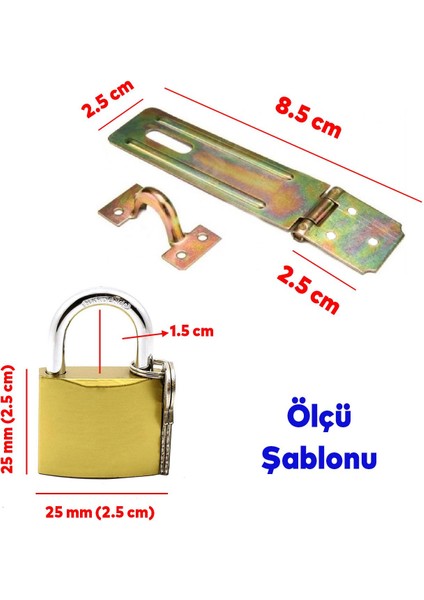 Sandık Kutu Askısı 25 Lik Menteşeli Kilit Aparatı Tosba Kilit 25 mm Asma Kilit 2'li Set