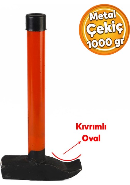 Kamyoncu Çekici Metal Saplı Eğimli Kıvrımlı Çekiç 27 cm 1 kg 1000 gr