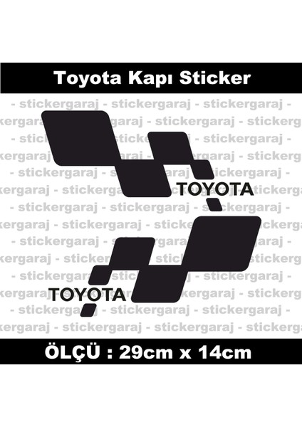 Tyota Uyumlu Sol Sağ Yan Kapı Etiketi - Marka Yazılı Sticker Etiket Seti - 2li