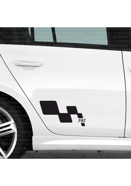 Fiat Uyumlu Sol Sağ Yan Kapı Etiketi - Marka Yazılı Sticker Etiket Seti - 2li