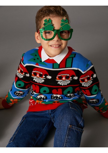 Yılbaşı Temalı Kazak Uzun Kollu Bisiklet Yaka fiyatları