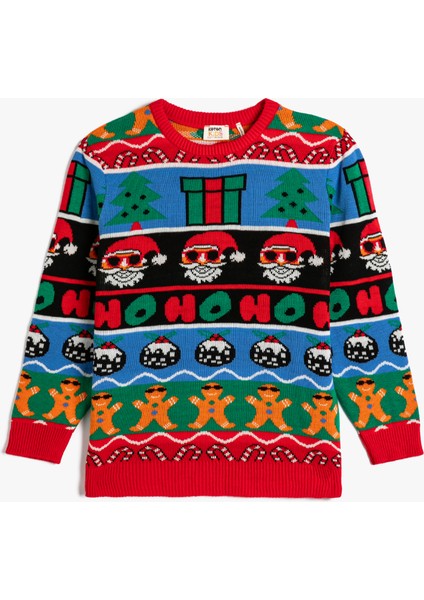 Yılbaşı Temalı Kazak Uzun Kollu Bisiklet Yaka modelleri