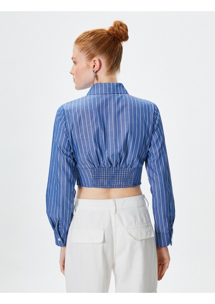 Crop Gömlek Uzun Kollu Klasik Yaka Pamuklu fırsatları