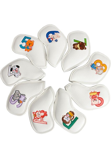 9x Golf Demir Başörtüsü Seti Golf Kulübü Baş Örtüsü Atıcı Yapışkan Eğitim Beyaz (Yurt Dışından)