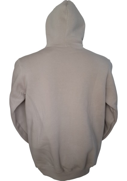 Kadın Kapüşonlu Bağcıklı Kanguru Cepli Aplikeli Taş Rengi Bomber Sweatshirt Ksk-Nrf