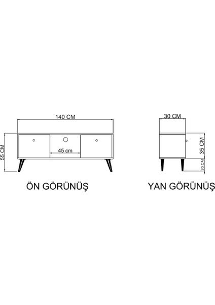 Force Tv Ünitesi Antrasit Televizyon Konsolu 140 cm Ekonomik Modül Sehpa