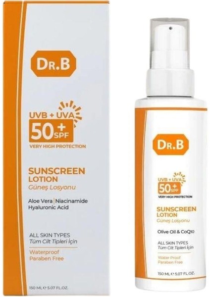 Dr.b Sunscreen Lotıon Tüm Cilt Tipleri Için Özel Aloe Vera Özlü Güneş Losyonu 150 ml