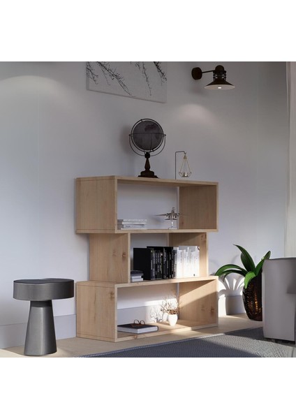 Lexa Çok Amaçlı Modern Kitaplık ve Raflı Kitaplık - 3 Raflı 3 Katlı 88 cm