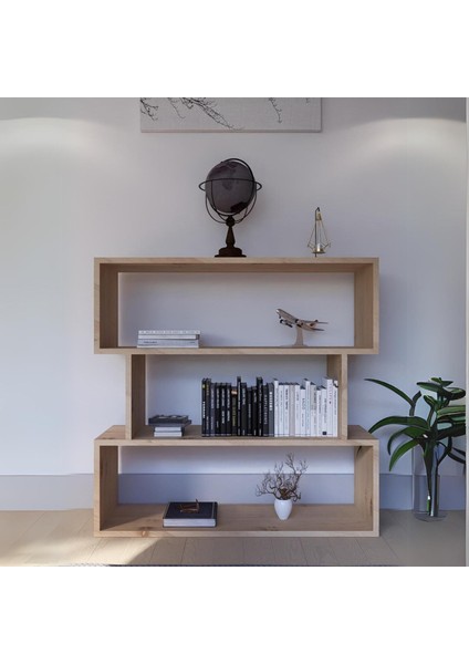 Lexa Çok Amaçlı Modern Kitaplık ve Raflı Kitaplık - 3 Raflı 3 Katlı 88 cm