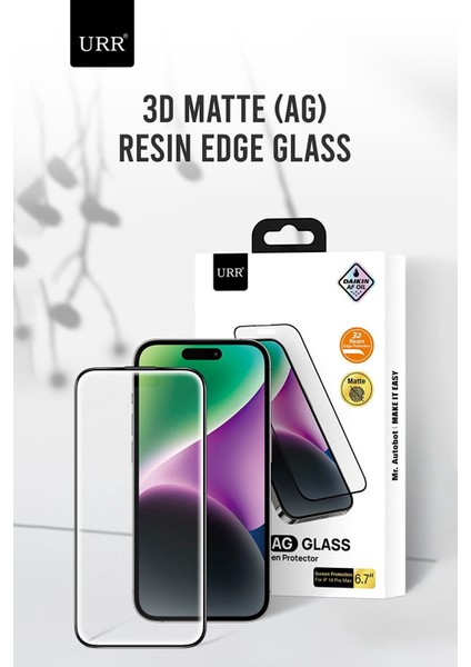 Apple Iphone 15 Pro Max Uyumlu Ekran Koruyucu Cam Urr 3D Matte Antiglare Resin Ar Edge Seramik Ekran Camı