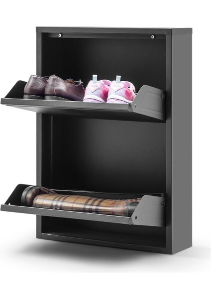 2 Raflı Metal Ayakkabılık | Siyah | Ayakkabı Rafı | Rehome modelleri