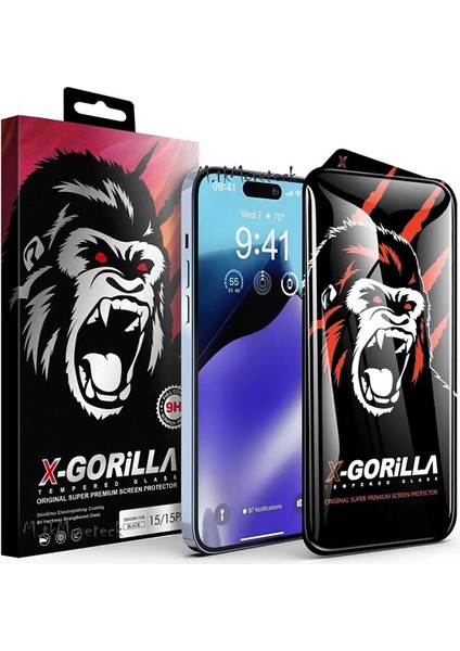 Apple Iphone 15 Pro Max Uyumlu Ekran Koruyucu Hayalet Cam Urr X-Grade Gorilla Glass Make It Privacy Resin Edge Zırh Ekran Koruyucu