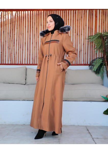 Kmkkombin Kadın Tam Boy Büyükbeden Deri Detaylı Kaşe Kaban Özaltay fiyatları