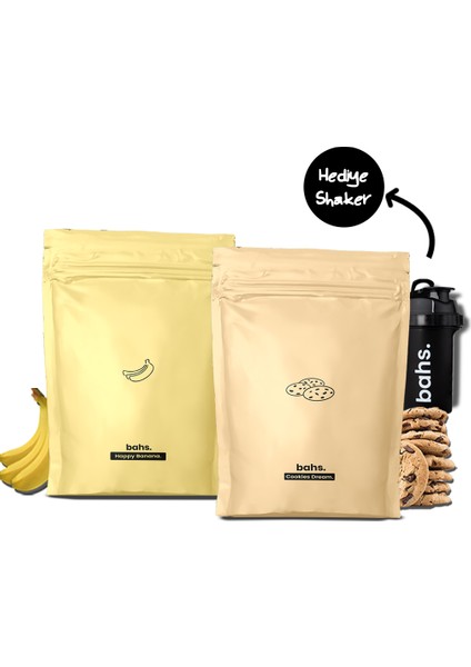 Proteinli Öğün Tozu - 1 Happy Banana 1 Cookies Dream - 1 Shaker Armağan