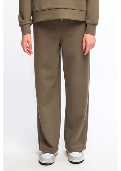 Haki Kadın Bol Paça Eşofman Altı Wide Leg Pantolon - Genas