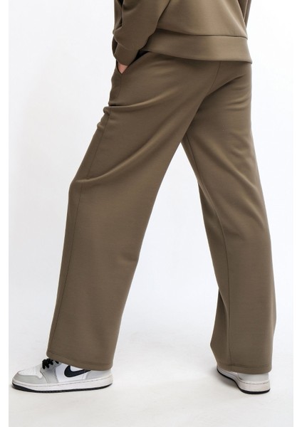 Haki Kadın Bol Paça Eşofman Altı Wide Leg Pantolon - Genas modelleri
