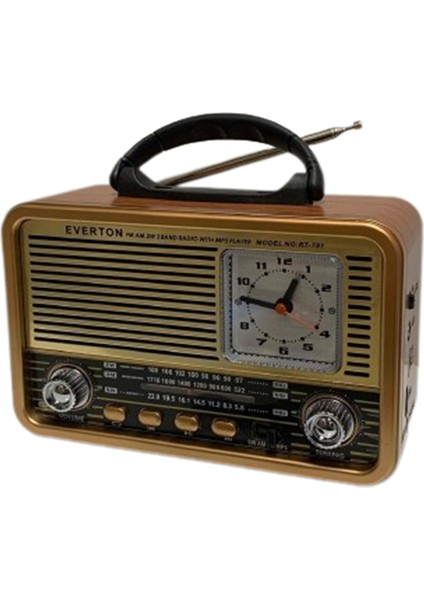 Vintage Saatli Fm Radyo Bluetooth Müzik Çalar Radyo Eskitme Nostalji Radyo Mp3 Çalar RT-781