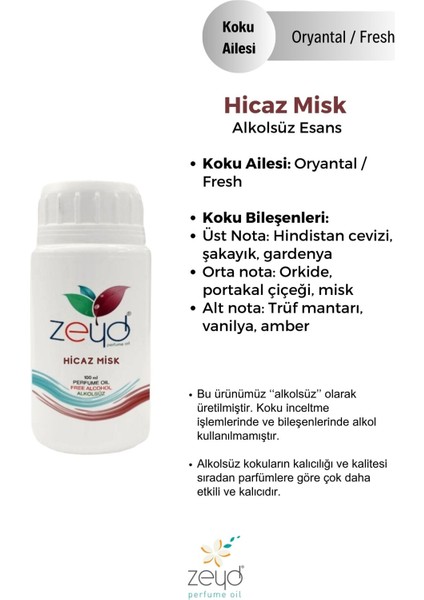 Hicaz Misk Litrelik Parfüm Esansı - 100 Ml