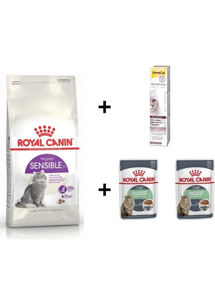 Sensible 33 Kuru Kedi Maması 4 kg + 2 Adet Rc Yaş Mama 85 gr + 20 gr Gimcat Malt