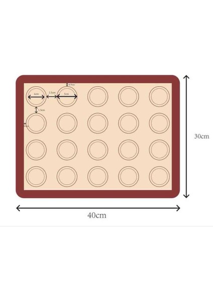 Pastry Silikon Makaron Mat 40X30 cm (Smm-43)