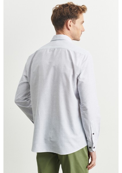 ALTINYILDIZ CLASSICS Erkek Haki Slim Fit Dar Kesim Düğmeli Yaka Baskılı Gömlek indirimleri