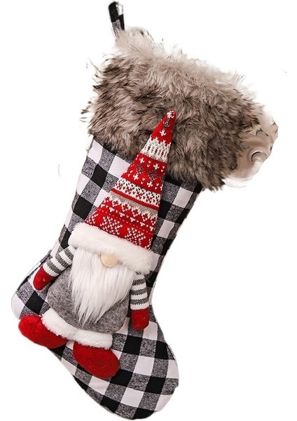 Peluş Ekose Noel Bebek Hediye Çorapları (Yurt Dışından)