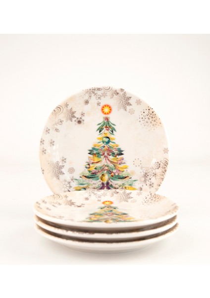 Christmas Tree Gold 4 Parça Kurabiye Tabağı