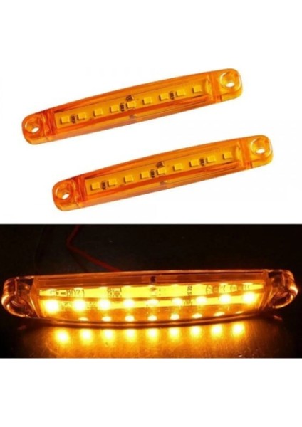 Parmak LED 9 Ledli Yan Lamba (12 ve 24 Volt ile Çalışır) (10 Adet)