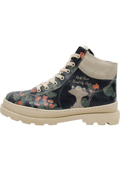 Kadın Vegan Deri Siyah Bilekte Bot - Hold Your Head Up High Tasarım fiyatları