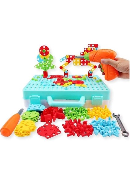 Berat Toys Berattoyseğitici Pilli Matkap Oyuncak Matkap Seti 3D Yapboz Matkap