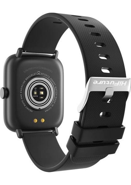 FutureFit Zone IP68 Su Geçirmez Nabız Spor Sağlık Sp02 Kan Oksijen Takibi Arama Özellikli iOS&Android 43mm Akıllı Saat Siyah