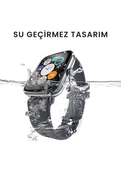 FutureFit Zone IP68 Su Geçirmez Nabız Spor Sağlık Sp02 Kan Oksijen Takibi Arama Özellikli iOS&Android 43mm Akıllı Saat Siyah