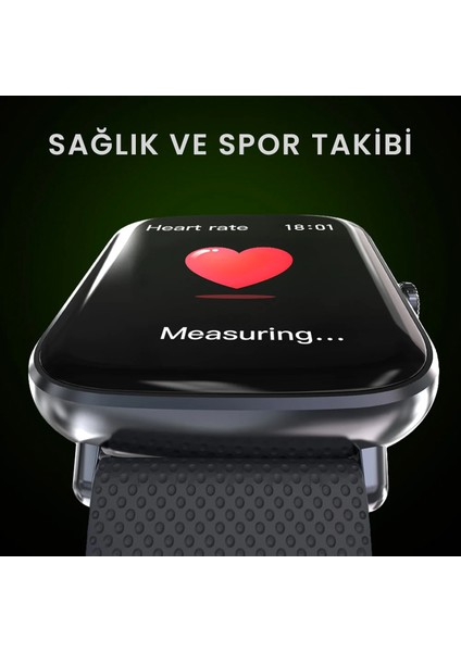 FutureFit Zone IP68 Su Geçirmez Nabız Spor Sağlık Sp02 Kan Oksijen Takibi Arama Özellikli iOS&Android 43mm Akıllı Saat Siyah
