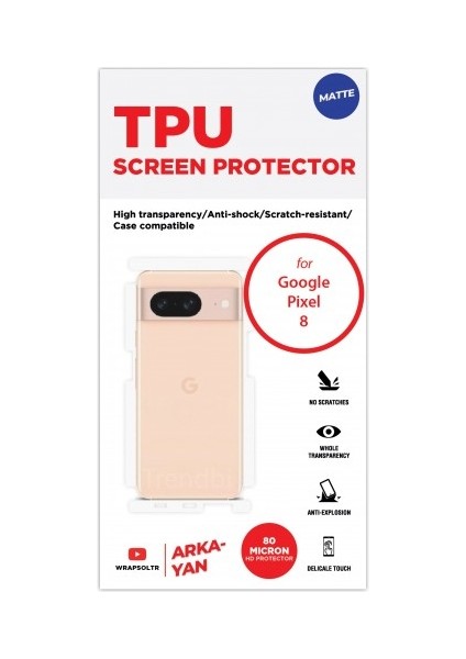 Google Pixel 8 Mat Arka ve Yan Koruyucu Tpu Film