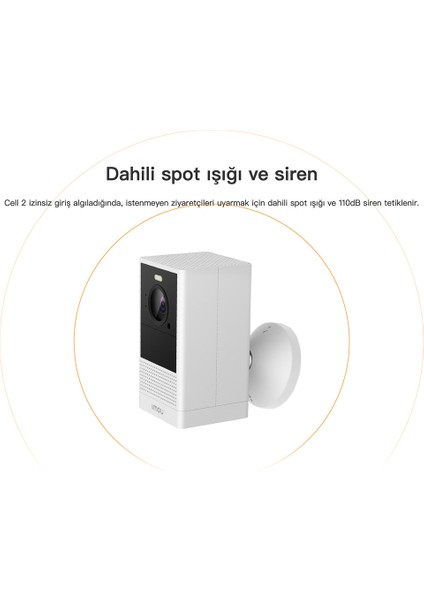 IMOU Cell 2 White Dış Ortam Kablosuz WiFi Kamera/4MP-Renkli Gece Görüşü-PIR Algılama-Şarj Edilebilir Batarya-IP65-SD Kart-Bulut(IPC-B46LP-White)