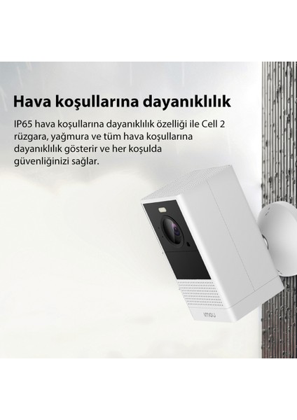 IMOU Cell 2 White Dış Ortam Kablosuz WiFi Kamera/4MP-Renkli Gece Görüşü-PIR Algılama-Şarj Edilebilir Batarya-IP65-SD Kart-Bulut(IPC-B46LP-White)