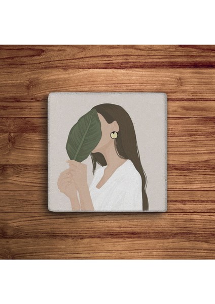 Woman Face Art Doğal Taş Traverten Bardak Altlığı 4 Lü Set fiyatları