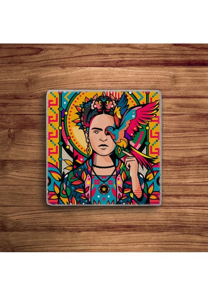 Frida Kahlo Art Temalı Doğal Taş Traverten Bardak Altlığı 4 Lü Set fiyatları