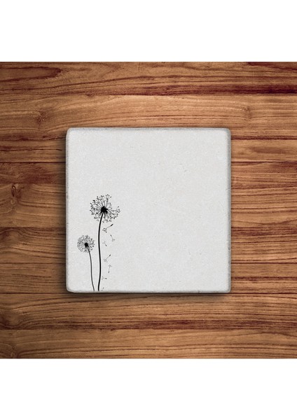 Yabani Çiçek Dandelion Doğal Taş Traverten Bardak Altlığı 4 Lü Set fiyatları