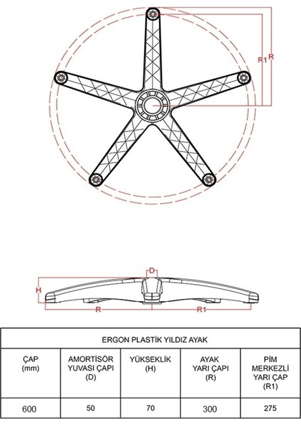 Ergon Plastik Yıldız Ayak