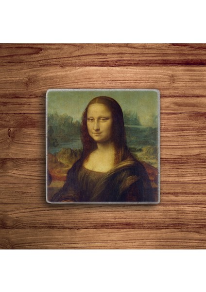 Mona Lisa, Leonardo Da Vinci Tabloları Doğal Taş Traverten Bardak Altlığı 4 Lü Set fiyatları