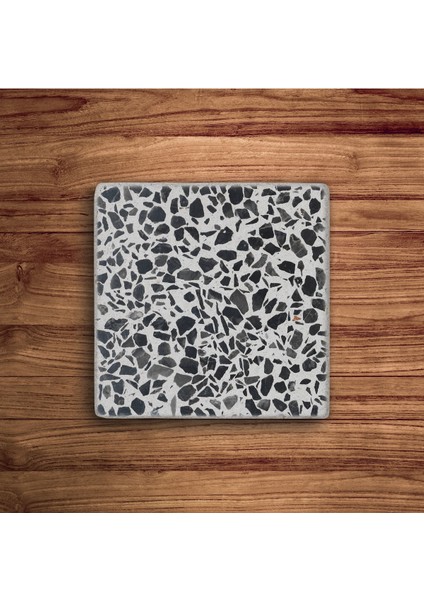 Dark Terrazzo Doğal Taş Traverten Bardak Altlığı 4 Lü Set