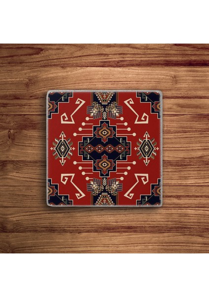 Kırmızı Tile Motif Doğal Taş Traverten Bardak Altlığı 4 Lü Set modelleri