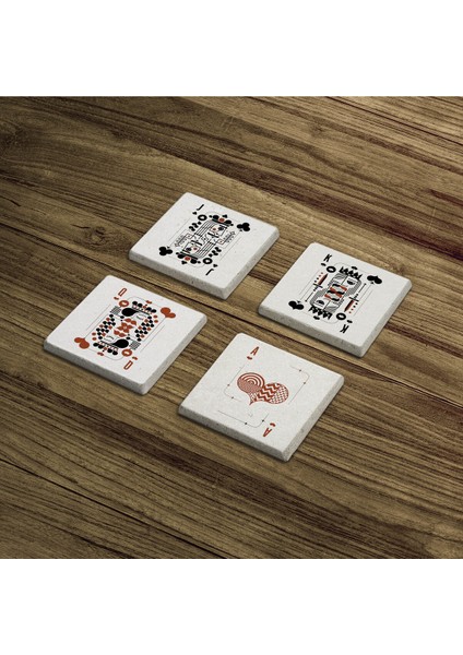 Poker ve Blackjack, As Papaz Kız Joker Doğal Taş Traverten Bardak Altlığı 4 Lü Set fiyatları