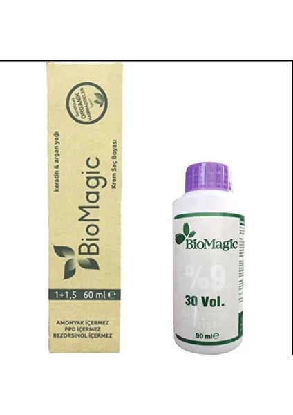Organik Keratin ve Argan Yağlı Saç Boyası 60 Ml.(Çikolata Kahve-66.07)+Oksidan 90 Ml.