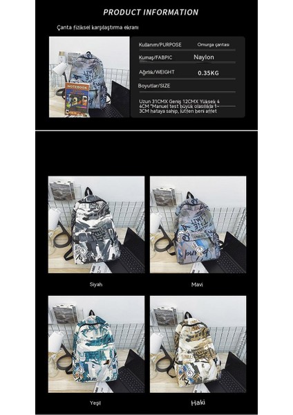 Öğrenci Modası Kişiselleştirilmiş Graffiti Sırt Çantası (Yurt Dışından) fiyatları